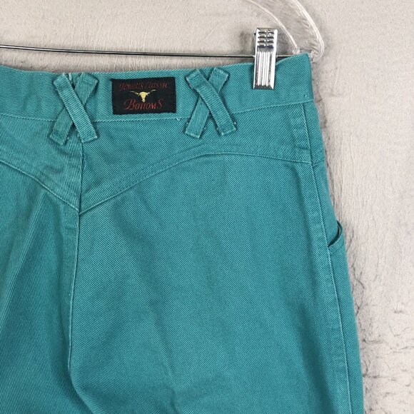 Vintage Jewells Classic Bottoms Jeans Jrs 11 Green Bareback Western High Waist - Picture 10 of 16